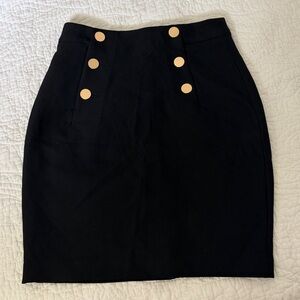 H&M Pencil black skirt with gold buttons, M-high rise. size 2, 26, NWOT